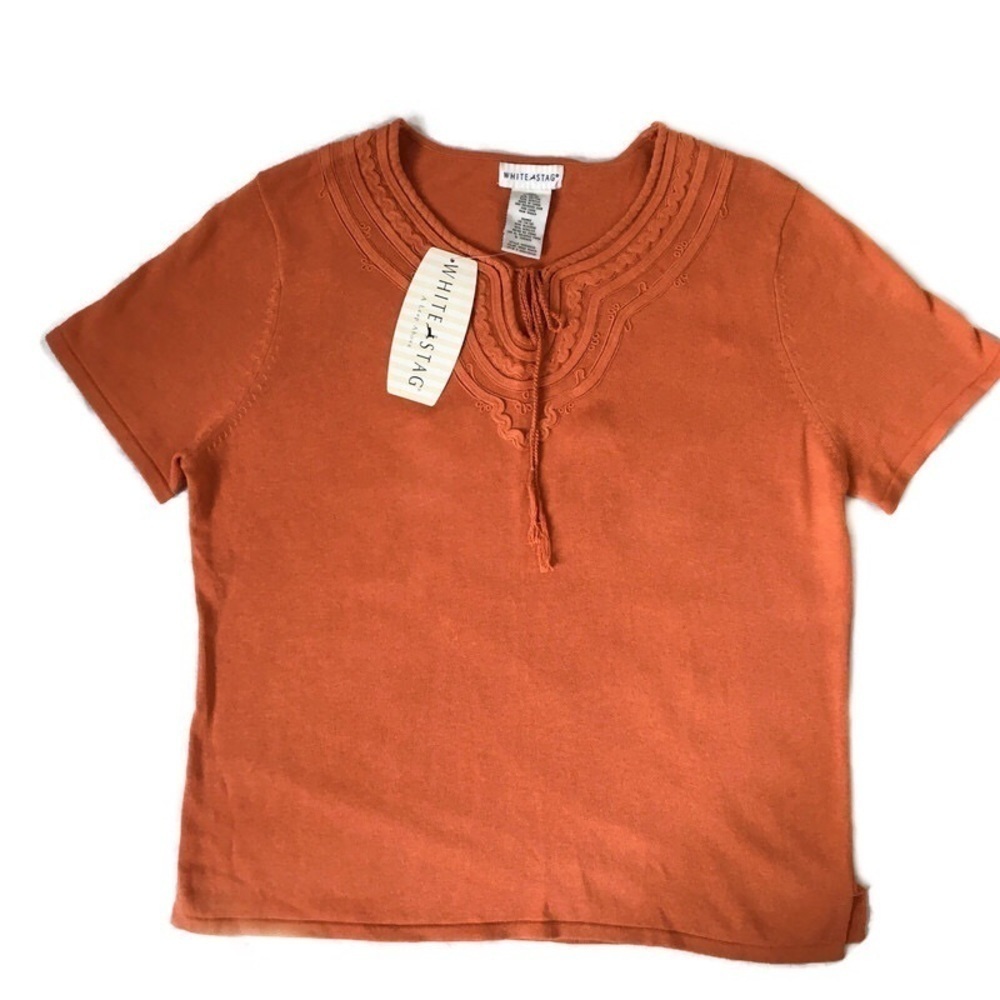 White Stage NEW Apricot Peach Knit Top XL - Picture 5 of 7
